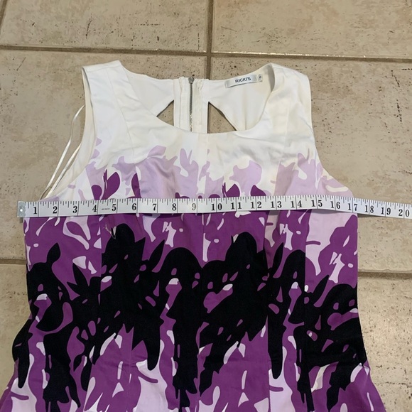 Ricki's Floral Fit and Flare Dress Purple White Black Size 10 - Picture 4 of 6